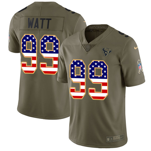 Nike Texans #99 J.J. Watt Olive/USA Flag Men's Stitched NFL Limited Salute To Service Jersey